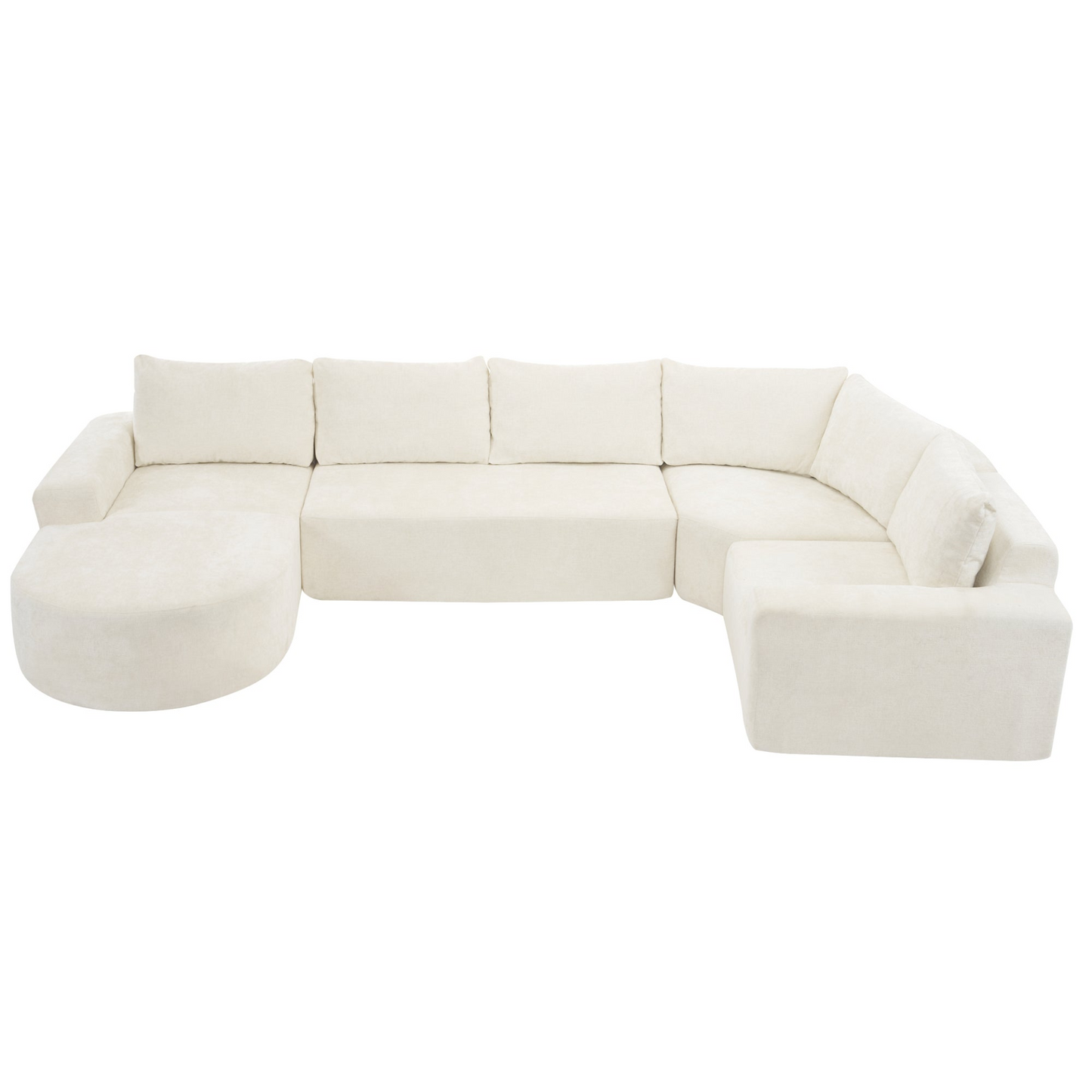 141.7" Oversized Modular Sofa Cloud Sectional Sofa Set Upholstered Couches U-shaped Sofa with Deep Seat for Living Room, Beige