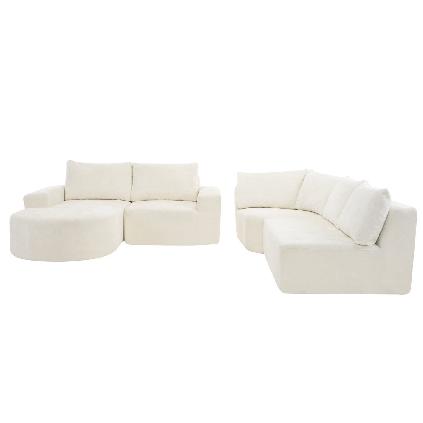 141.7" Oversized Modular Sofa Cloud Sectional Sofa Set Upholstered Couches U-shaped Sofa with Deep Seat for Living Room, Beige