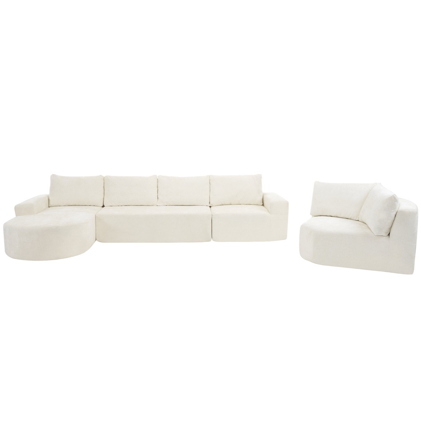 141.7" Oversized Modular Sofa Cloud Sectional Sofa Set Upholstered Couches U-shaped Sofa with Deep Seat for Living Room, Beige