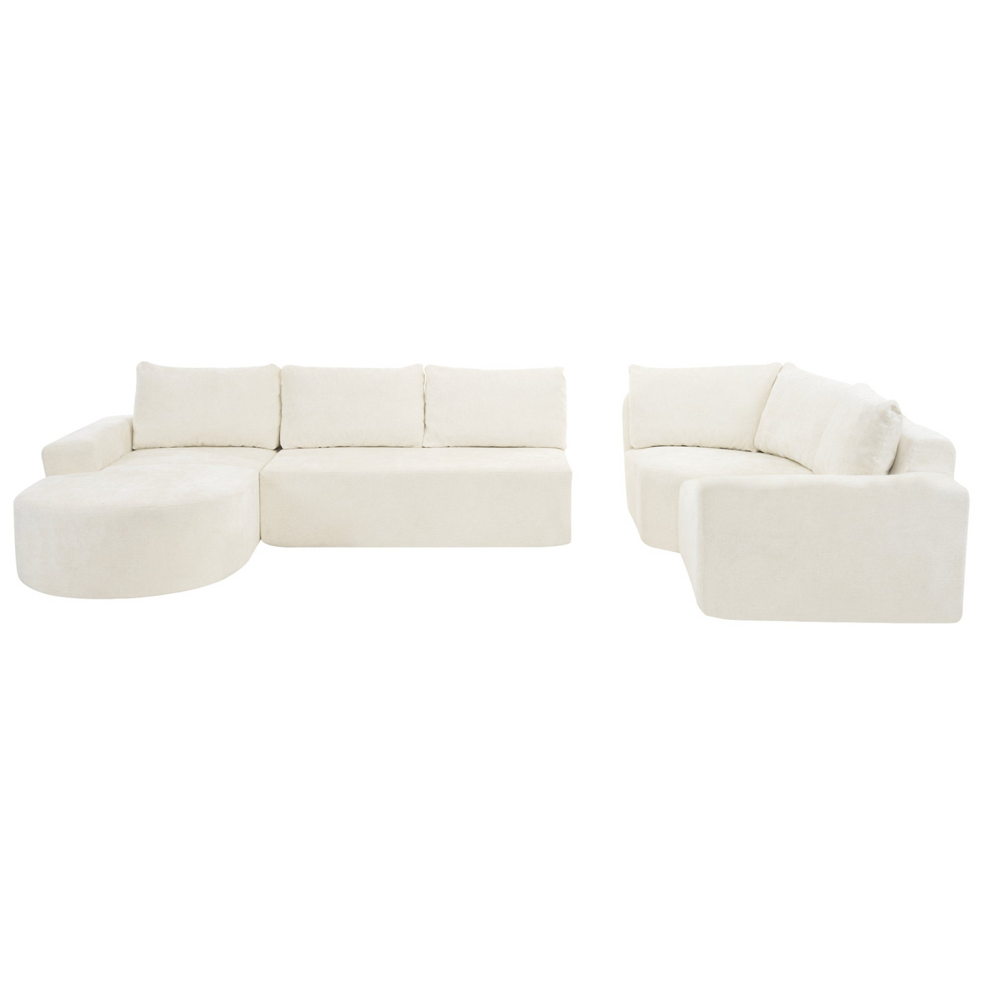141.7" Oversized Modular Sofa Cloud Sectional Sofa Set Upholstered Couches U-shaped Sofa with Deep Seat for Living Room, Beige