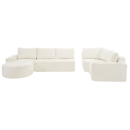 141.7" Oversized Modular Sofa Cloud Sectional Sofa Set Upholstered Couches U-shaped Sofa with Deep Seat for Living Room, Beige