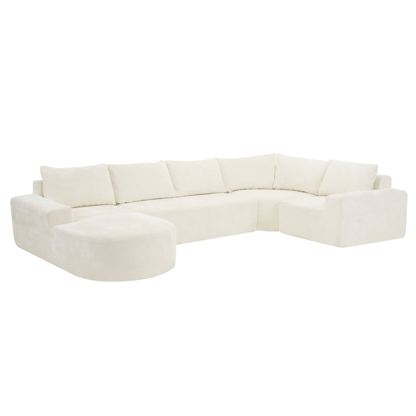 141.7" Oversized Modular Sofa Cloud Sectional Sofa Set Upholstered Couches U-shaped Sofa with Deep Seat for Living Room, Beige