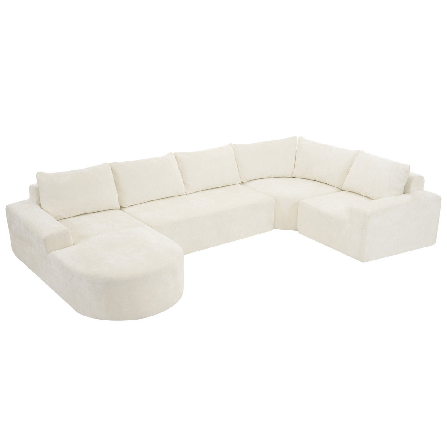 141.7" Oversized Modular Sofa Cloud Sectional Sofa Set Upholstered Couches U-shaped Sofa with Deep Seat for Living Room, Beige