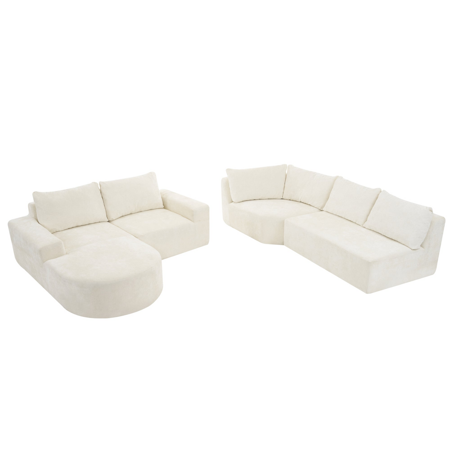 141.7" Oversized Modular Sofa Cloud Sectional Sofa Set Upholstered Couches U-shaped Sofa with Deep Seat for Living Room, Beige