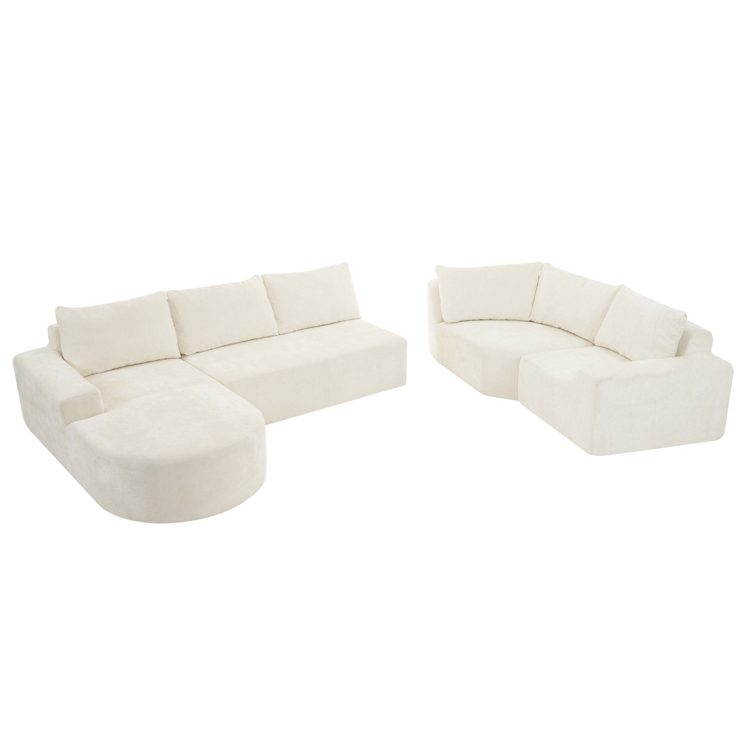 141.7" Oversized Modular Sofa Cloud Sectional Sofa Set Upholstered Couches U-shaped Sofa with Deep Seat for Living Room, Beige