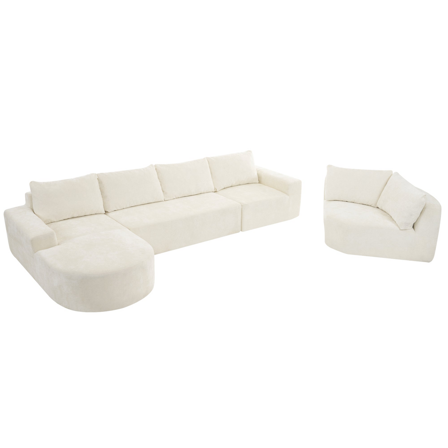 141.7" Oversized Modular Sofa Cloud Sectional Sofa Set Upholstered Couches U-shaped Sofa with Deep Seat for Living Room, Beige