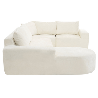 141.7" Oversized Modular Sofa Cloud Sectional Sofa Set Upholstered Couches U-shaped Sofa with Deep Seat for Living Room, Beige