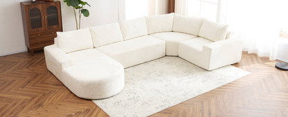141.7" Oversized Modular Sofa Cloud Sectional Sofa Set Upholstered Couches U-shaped Sofa with Deep Seat for Living Room, Beige