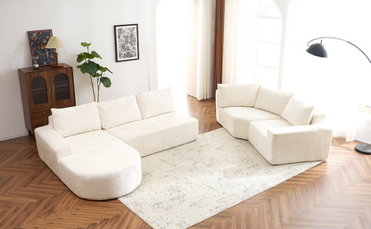 141.7" Oversized Modular Sofa Cloud Sectional Sofa Set Upholstered Couches U-shaped Sofa with Deep Seat for Living Room, Beige