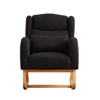 27.2"W Modern Accent High Backrest Living Room Lounge Arm Rocking Chair, Two Side Pocket
