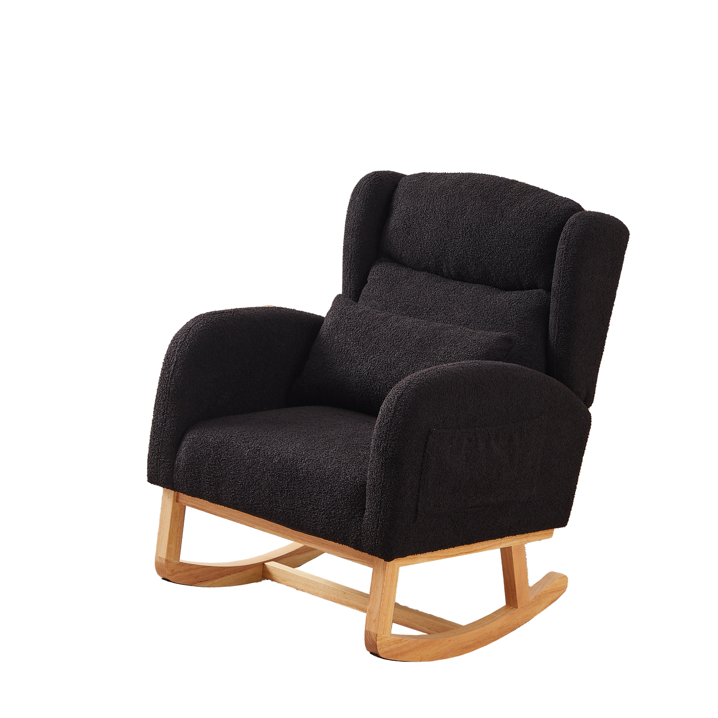 27.2"W Modern Accent High Backrest Living Room Lounge Arm Rocking Chair, Two Side Pocket
