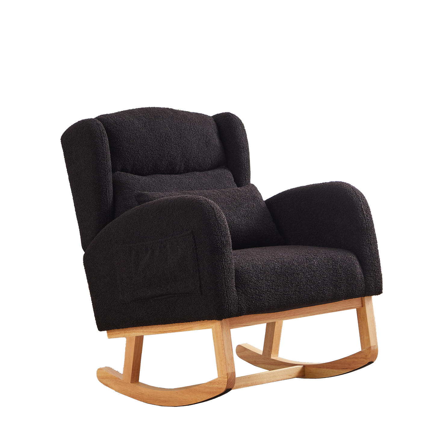 27.2"W Modern Accent High Backrest Living Room Lounge Arm Rocking Chair, Two Side Pocket