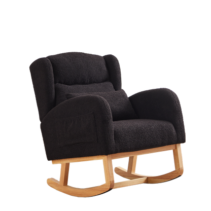 27.2"W Modern Accent High Backrest Living Room Lounge Arm Rocking Chair, Two Side Pocket