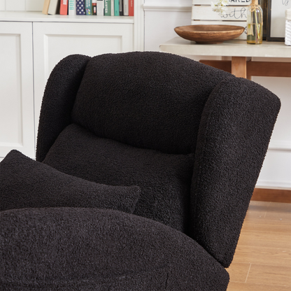 27.2"W Modern Accent High Backrest Living Room Lounge Arm Rocking Chair, Two Side Pocket