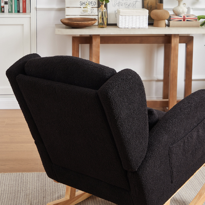 27.2"W Modern Accent High Backrest Living Room Lounge Arm Rocking Chair, Two Side Pocket