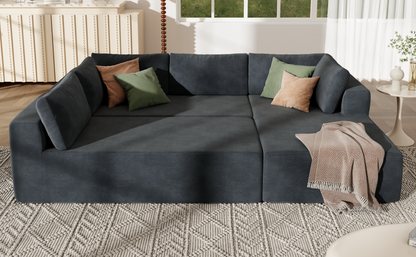 Modern Large Modular Sectional Sofa for Living Room, Bedroom, Salon, 3 Piece Free Combination