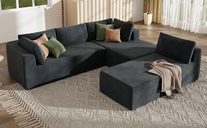 Modern Large Modular Sectional Sofa for Living Room, Bedroom, Salon, 3 Piece Free Combination