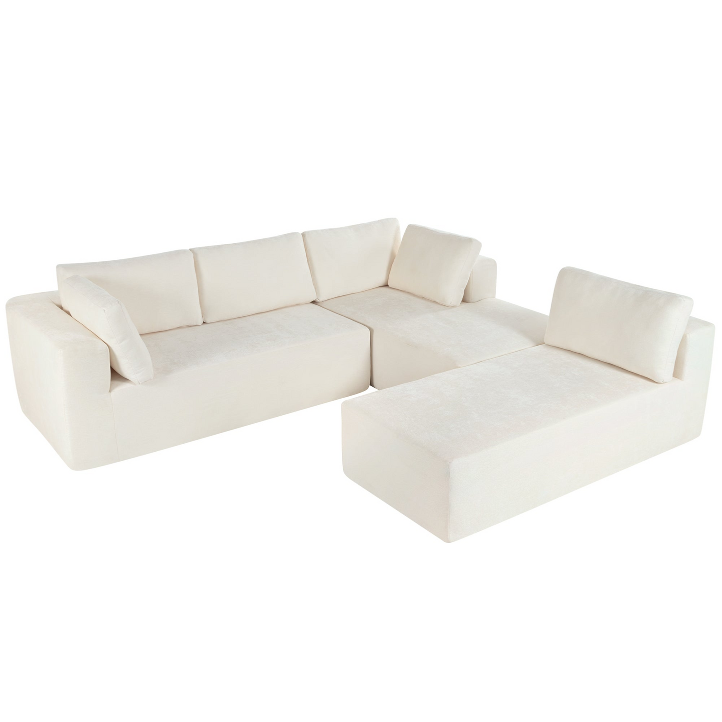 Modern Large Modular Sectional Sofa for Living Room, Bedroom, Salon, 3 Piece Free Combination
