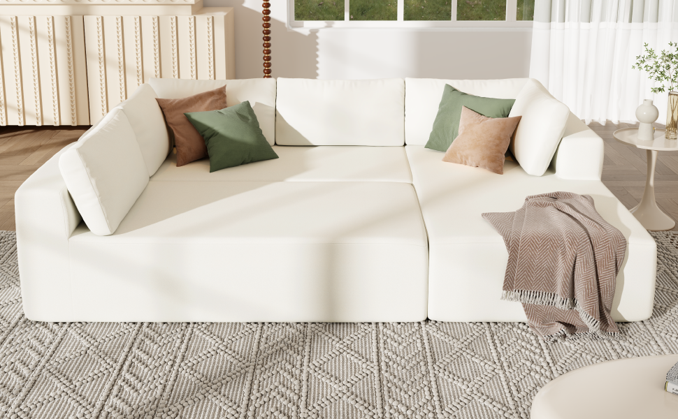 Modern Large Modular Sectional Sofa for Living Room, Bedroom, Salon, 3 Piece Free Combination