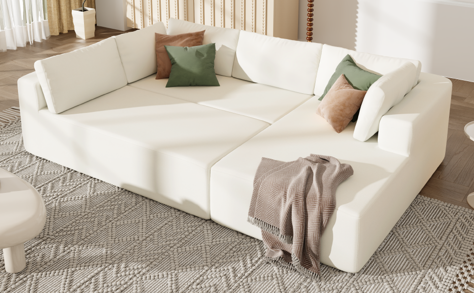 Modern Large Modular Sectional Sofa for Living Room, Bedroom, Salon, 3 Piece Free Combination