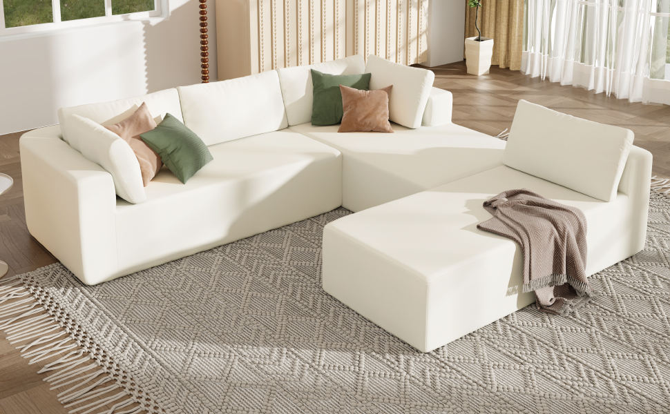 Modern Large Modular Sectional Sofa for Living Room, Bedroom, Salon, 3 Piece Free Combination