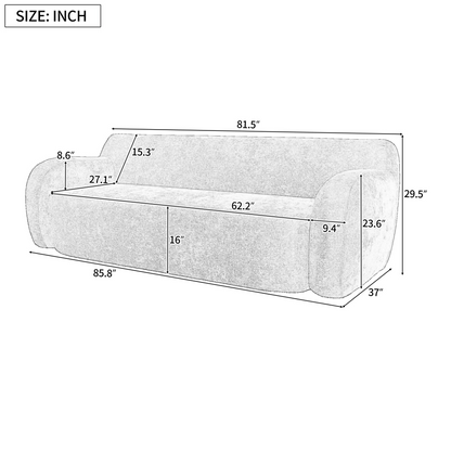 81.5" Minimalist Compression Sofa, Curved Design, 3-Seater Casual Sofa for Living Rooms, Bedrooms, and Apartments