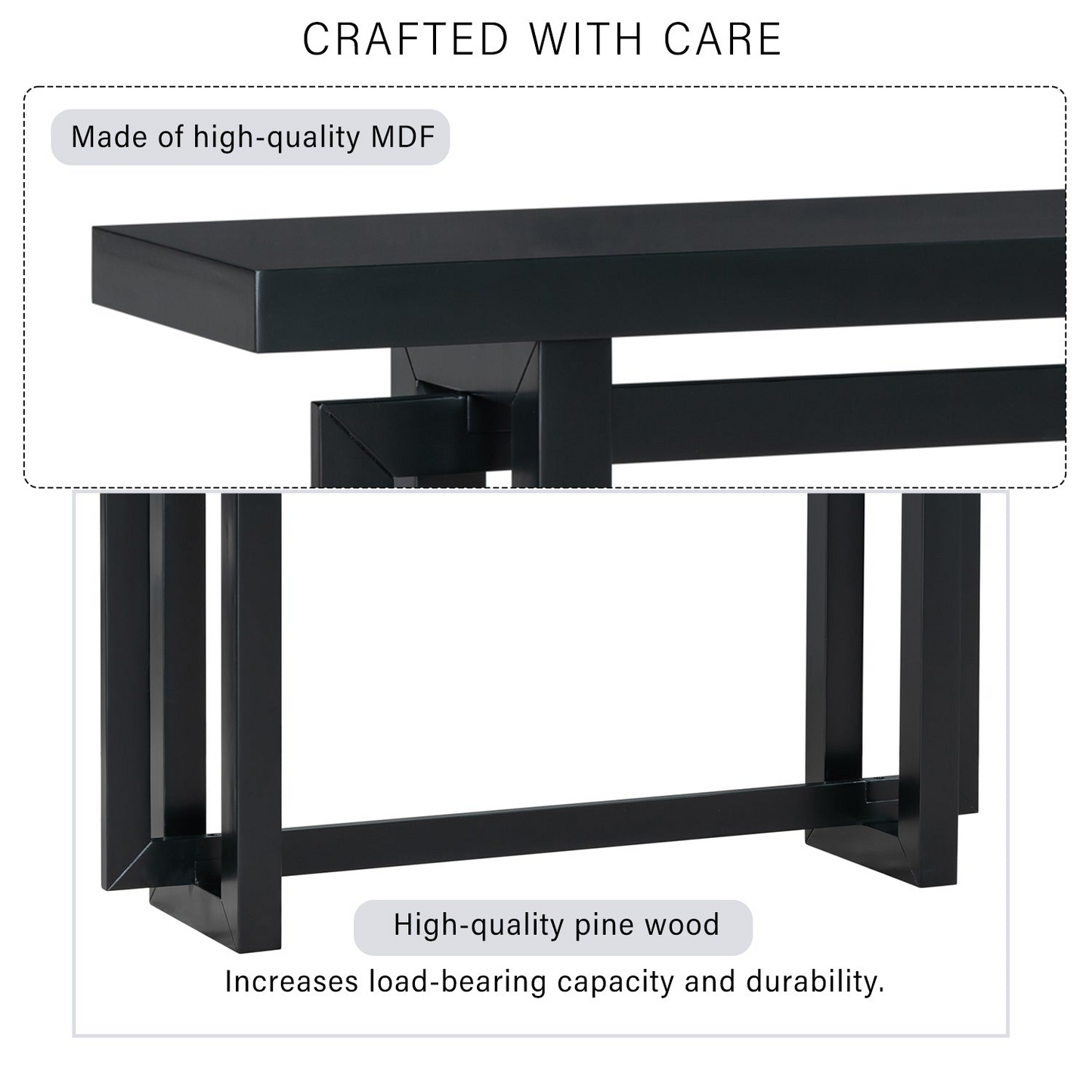 Contemporary Console Table with Wood Top, Extra Long Entryway Table for Entryway, Hallway, Living Room, Foyer, Corridor