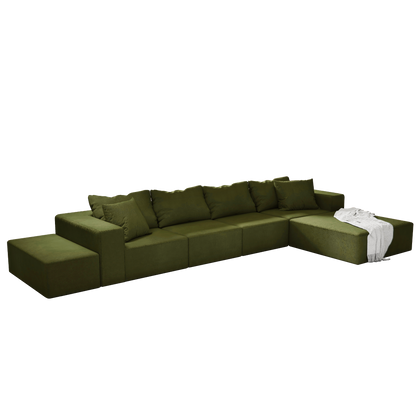 Modern Upholstered Sectional Sofa Couch Set,Modular 132" L Shaped Sectional Living Room Sofa Set With 6 Pillows,Free Combination Sofa Couch for Living Room,Bedroom