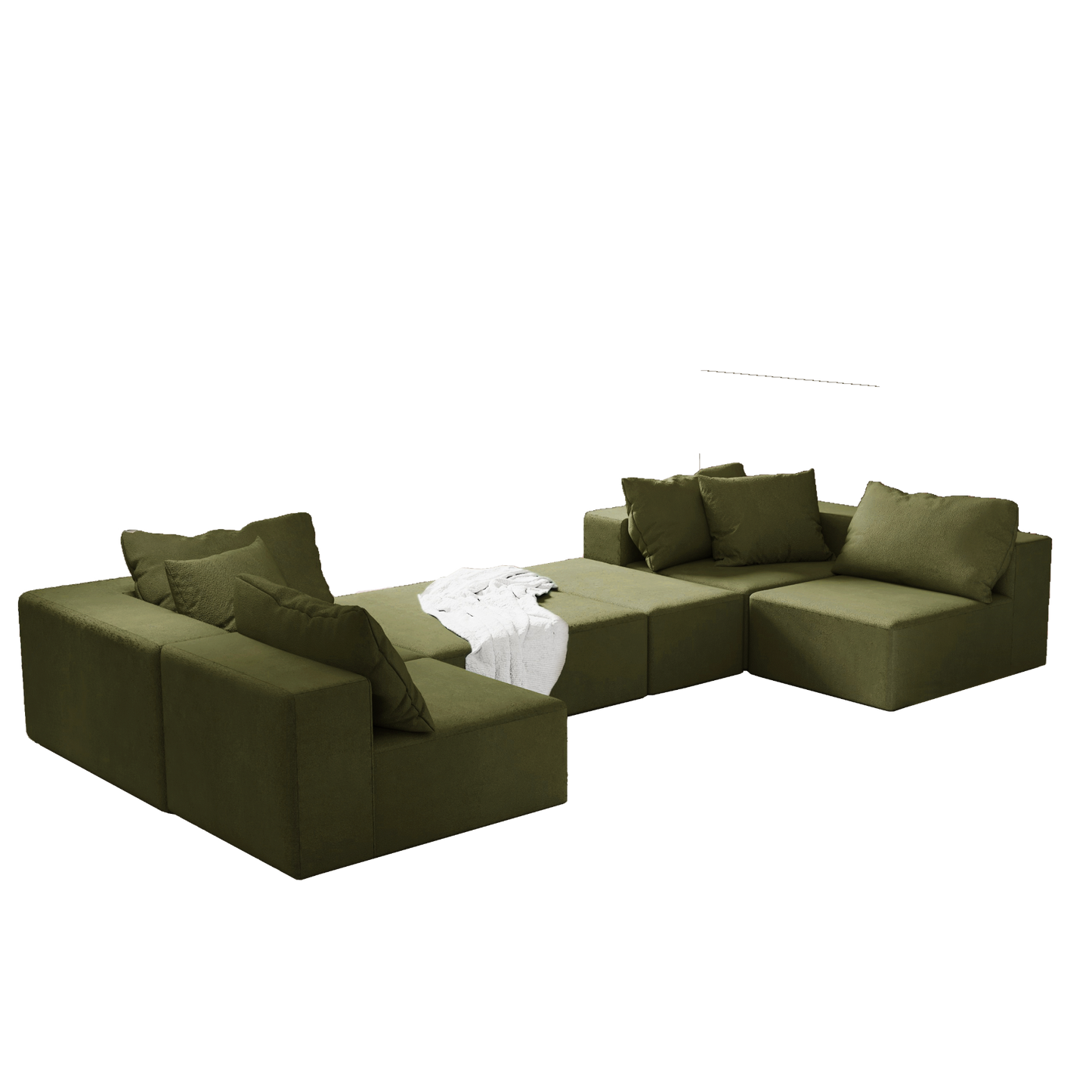 Modern Upholstered Sectional Sofa Couch Set,Modular 132" L Shaped Sectional Living Room Sofa Set With 6 Pillows,Free Combination Sofa Couch for Living Room,Bedroom