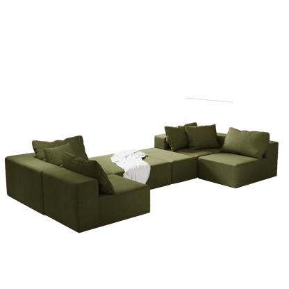 Modern Upholstered Sectional Sofa Couch Set,Modular 132" L Shaped Sectional Living Room Sofa Set With 6 Pillows,Free Combination Sofa Couch for Living Room,Bedroom