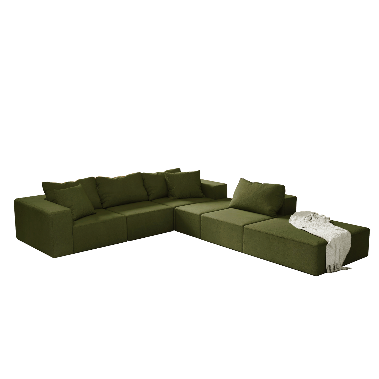 Modern Upholstered Sectional Sofa Couch Set,Modular 132" L Shaped Sectional Living Room Sofa Set With 6 Pillows,Free Combination Sofa Couch for Living Room,Bedroom