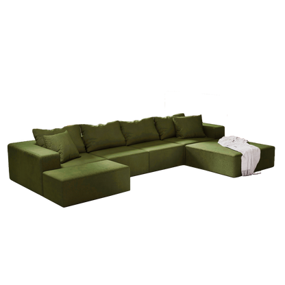 Modern Upholstered Sectional Sofa Couch Set,Modular 132" L Shaped Sectional Living Room Sofa Set With 6 Pillows,Free Combination Sofa Couch for Living Room,Bedroom