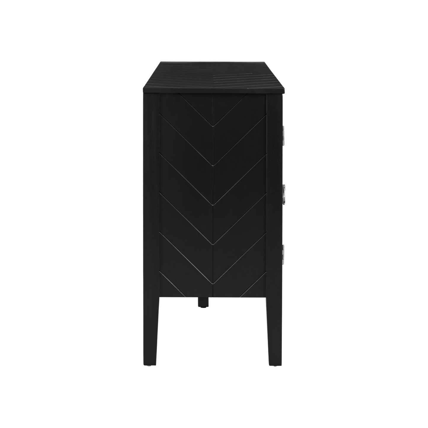 Four-Door Sideboard with Geometric Line Patterns and Vintage Metal Handles for Timeless Elegance,Suitable for Living Rooms, Entrance and Study Rooms