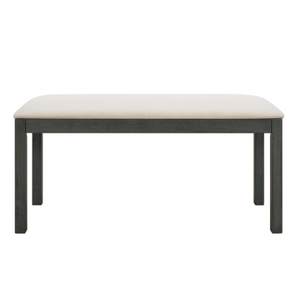 Farmhouse Classical 6-Piece Dining Table Set with Trestle Legs,Kitchen Table Set for 6 with 4 Upholstered Dining Chairs and Bench, Grey