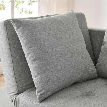 Convertible Sleeper Sofa Chair Adjustable Backrest Recliner with Pullout Sofa Bed with Wheels, Modern Linen Fabric for Living Room for Tight Spaces, Grey