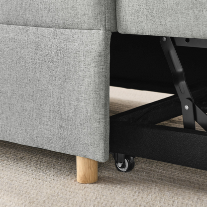 Convertible Sleeper Sofa Chair Adjustable Backrest Recliner with Pullout Sofa Bed with Wheels, Modern Linen Fabric for Living Room for Tight Spaces, Grey