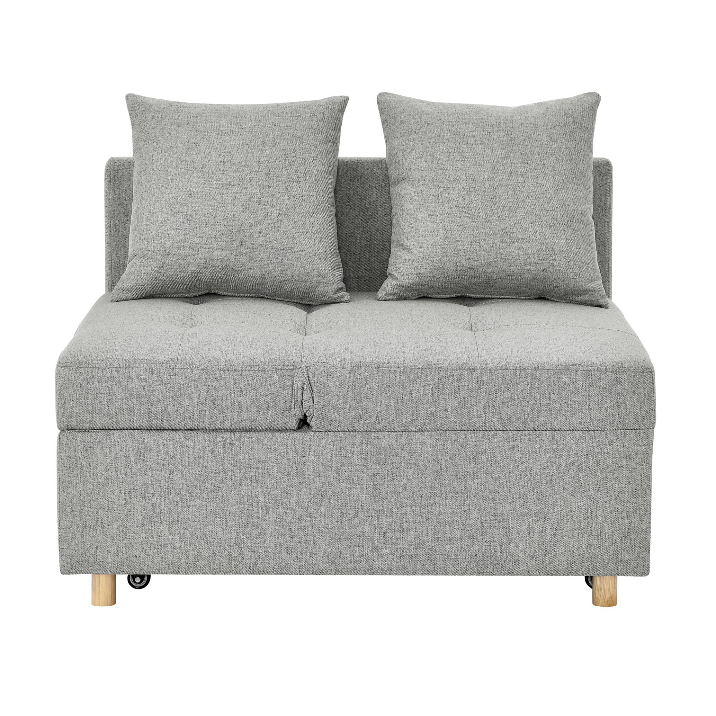 Convertible Sleeper Sofa Chair Adjustable Backrest Recliner with Pullout Sofa Bed with Wheels, Modern Linen Fabric for Living Room for Tight Spaces, Grey
