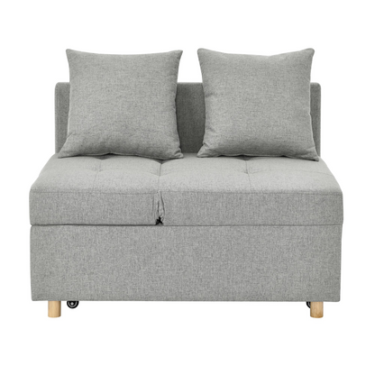 Convertible Sleeper Sofa Chair Adjustable Backrest Recliner with Pullout Sofa Bed with Wheels, Modern Linen Fabric for Living Room for Tight Spaces, Grey