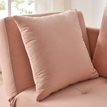 Convertible Sleeper Sofa Chair Adjustable Backrest Recliner with Pullout Sofa Bed with Wheels, Modern Linen Fabric for Living Room for Tight Spaces, Pink
