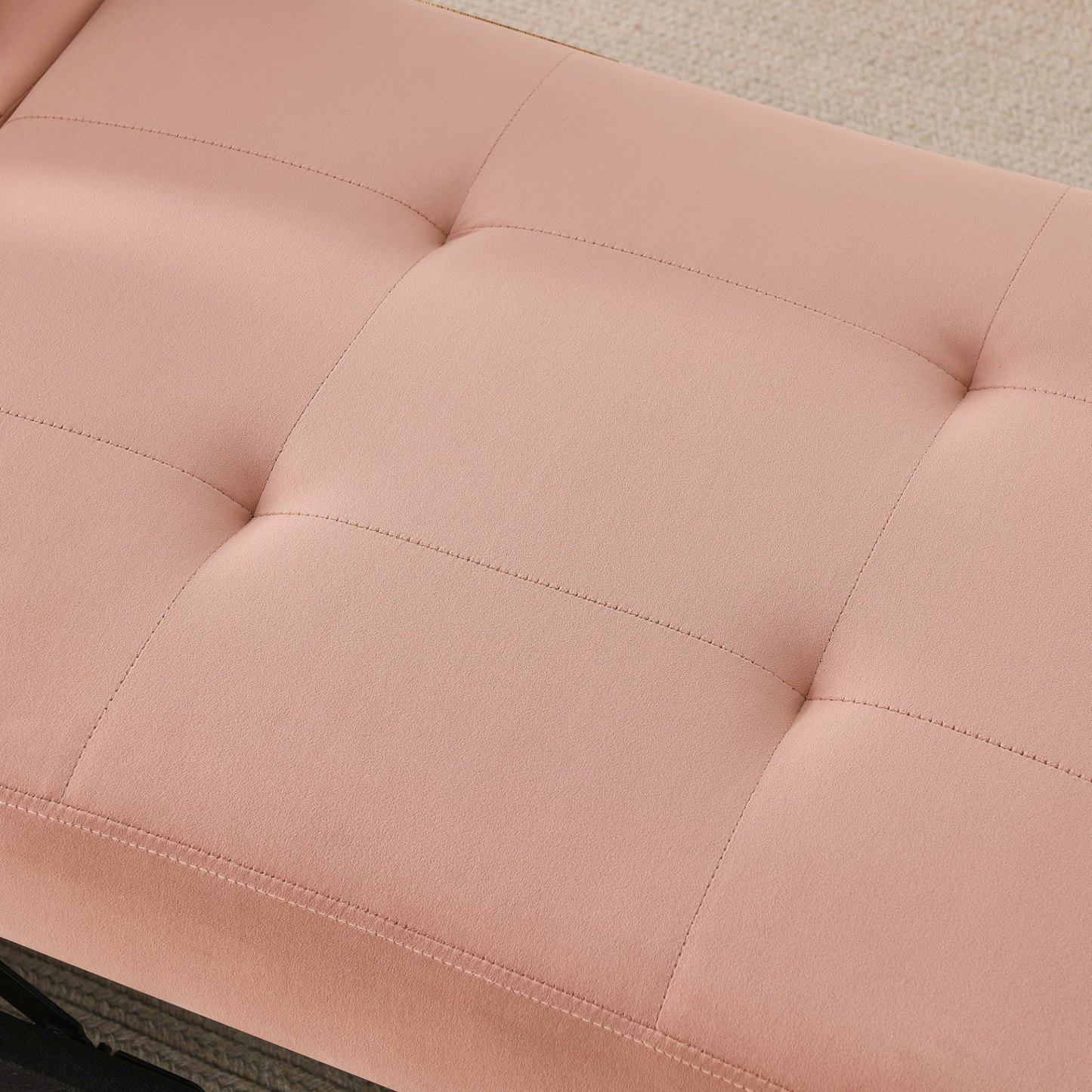 Convertible Sleeper Sofa Chair Adjustable Backrest Recliner with Pullout Sofa Bed with Wheels, Modern Linen Fabric for Living Room for Tight Spaces, Pink