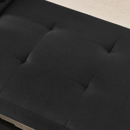 Convertible Sleeper Sofa Chair Adjustable Backrest Recliner with Pullout Sofa Bed with Wheels, Modern Linen Fabric for Living Room for Tight Spaces, Black