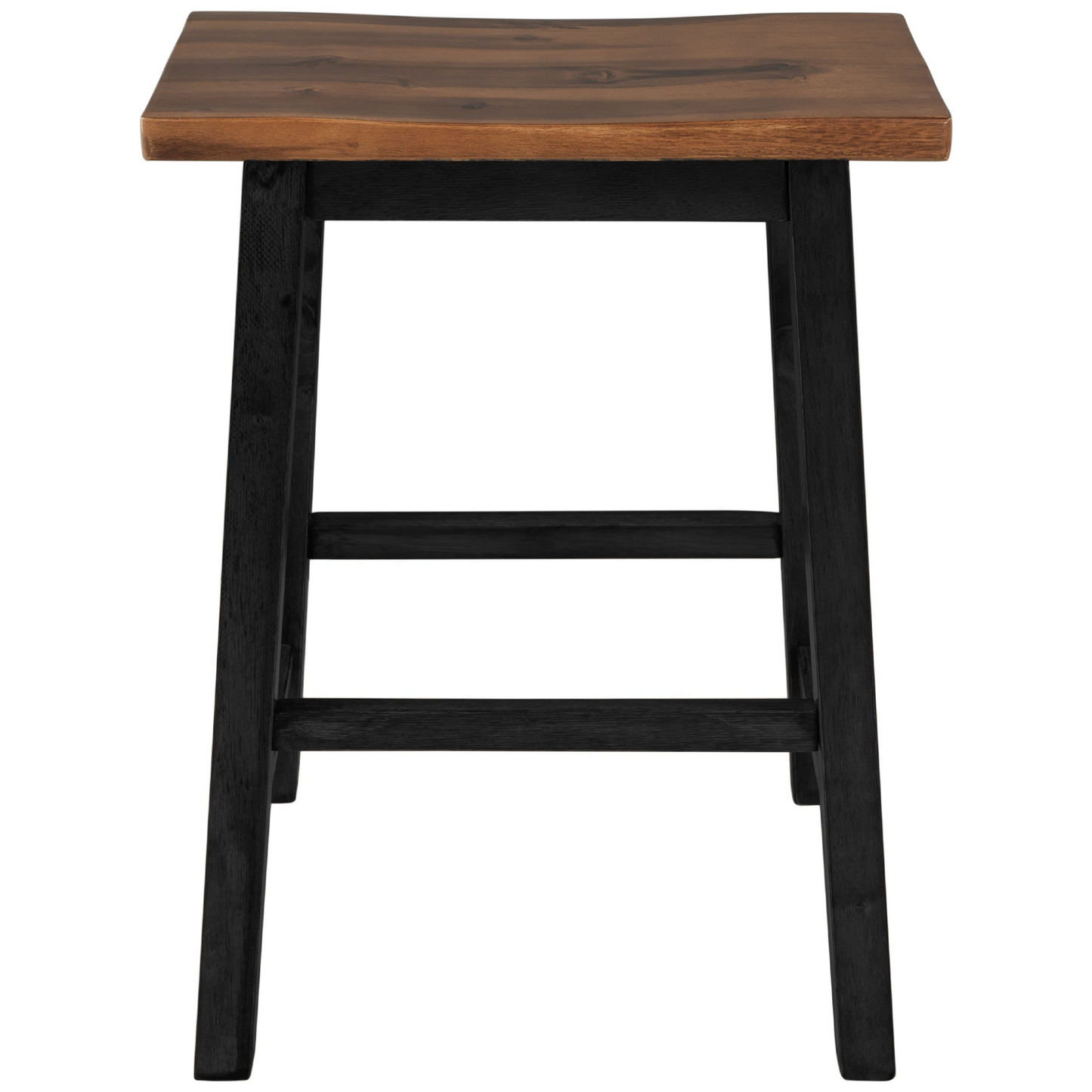 Farmhouse Rustic 2-piece Counter Height Wood Kitchen Dining Stools for Small Places, Walnut+Black