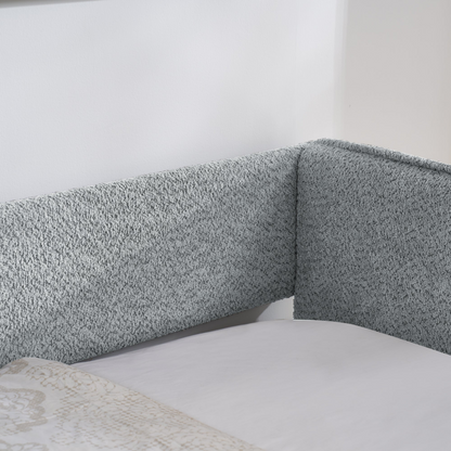Daybed with Trundle Upholstered Tufted Sofa Bed, Twin Size, Boucle Fabric, Grey(83"x43"x29.5")