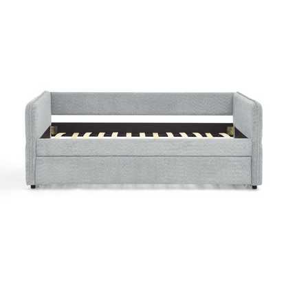 Daybed with Trundle Upholstered Tufted Sofa Bed, Twin Size, Boucle Fabric, Grey(83"x43"x29.5")