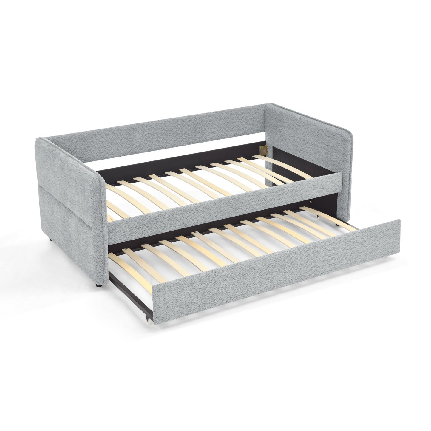 Daybed with Trundle Upholstered Tufted Sofa Bed, Twin Size, Boucle Fabric, Grey(83"x43"x29.5")