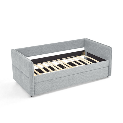 Daybed with Trundle Upholstered Tufted Sofa Bed, Twin Size, Boucle Fabric, Grey(83"x43"x29.5")