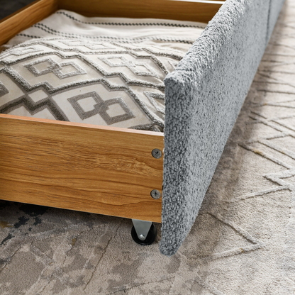 Daybed with Trundle Upholstered Tufted Sofa Bed, with Two Drawers, Queen Size, Boucle Fabric, Grey(88"x65.5"x29.5")
