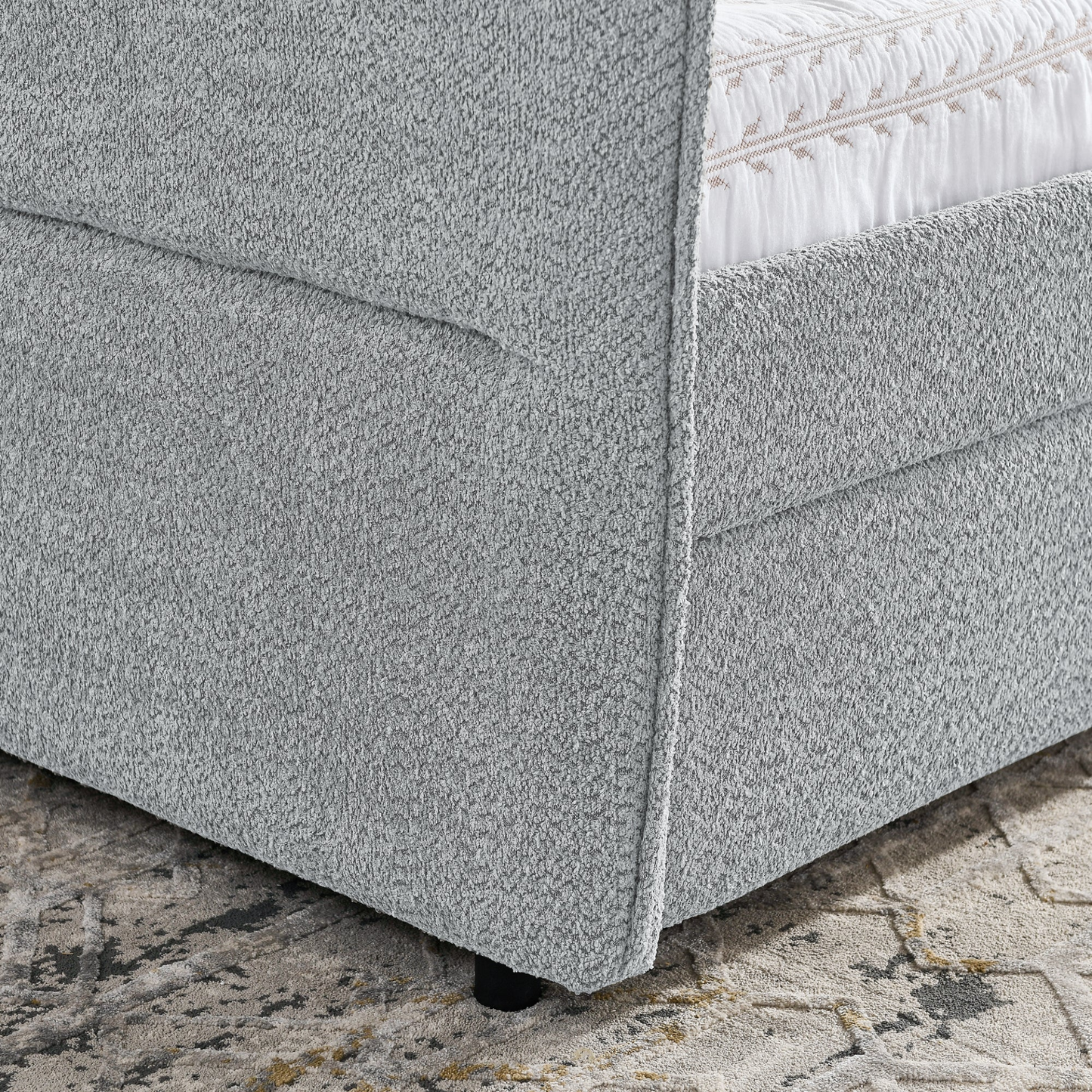 Daybed with Trundle Upholstered Tufted Sofa Bed, with Two Drawers, Queen Size, Boucle Fabric, Grey(88"x65.5"x29.5")