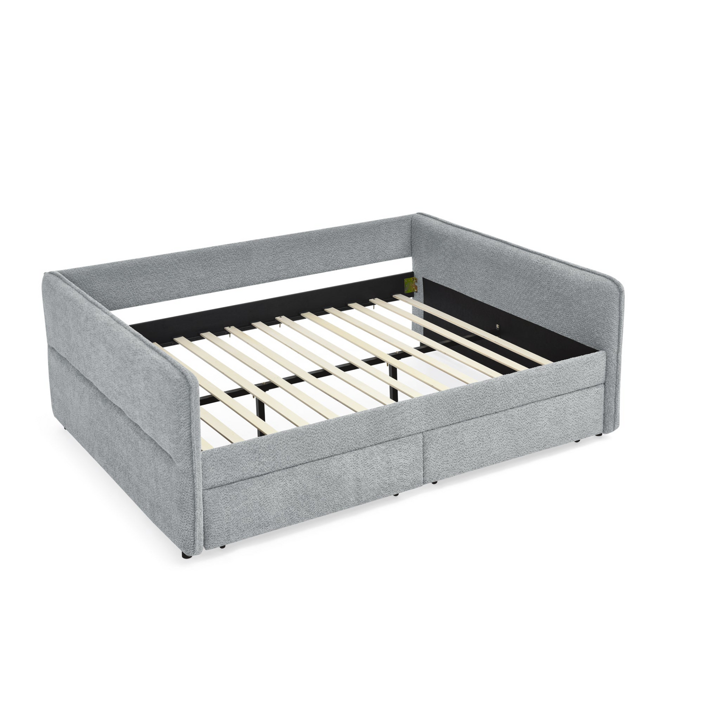 Daybed with Trundle Upholstered Tufted Sofa Bed, with Two Drawers, Queen Size, Boucle Fabric, Grey(88"x65.5"x29.5")