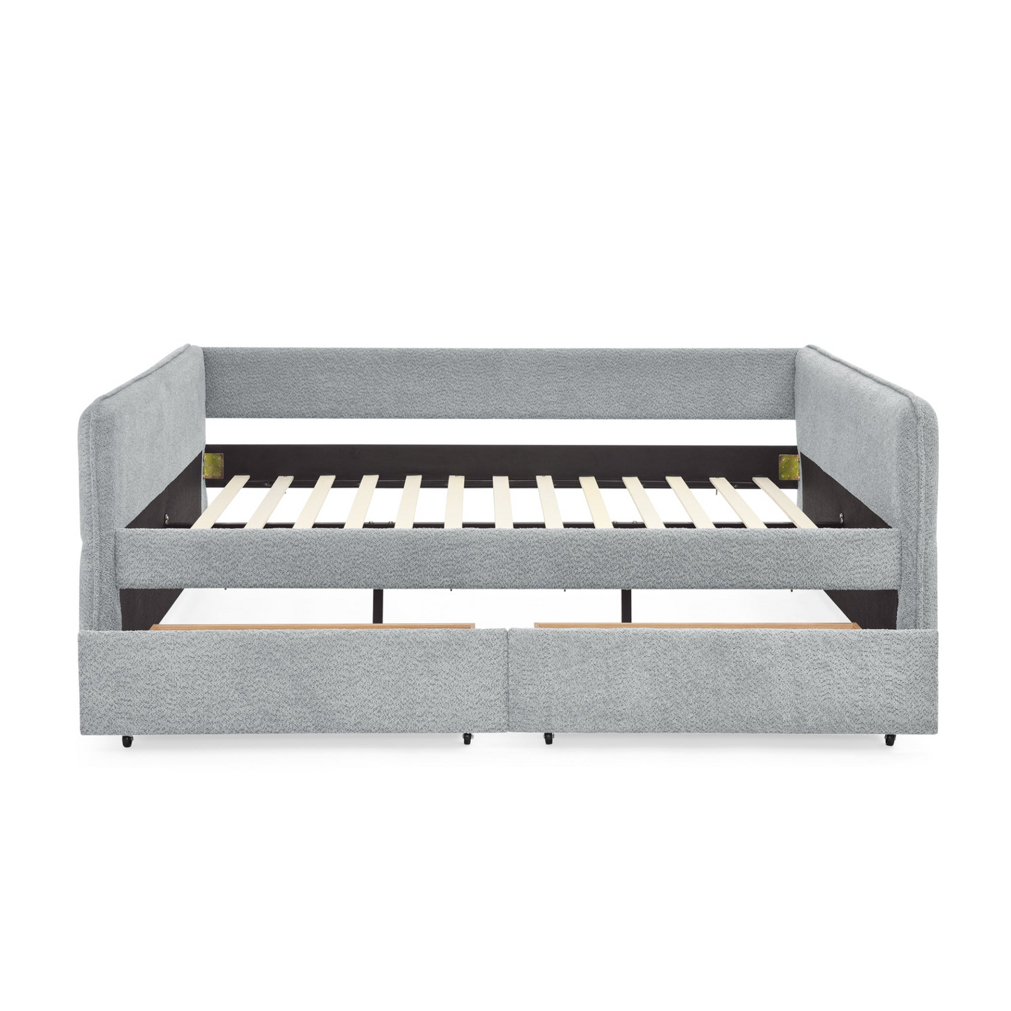 Daybed with Trundle Upholstered Tufted Sofa Bed, with Two Drawers, Queen Size, Boucle Fabric, Grey(88"x65.5"x29.5")